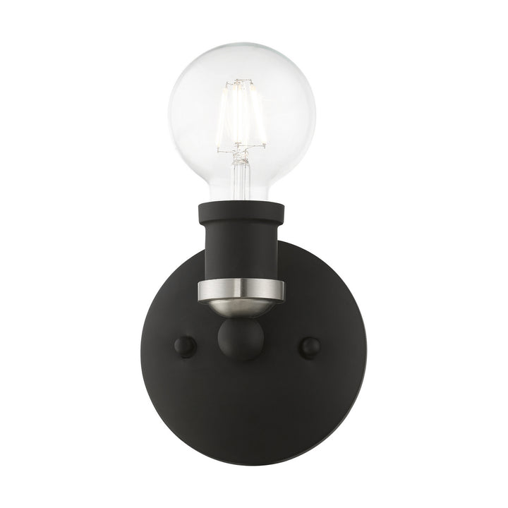 Livex Lansdale 14420-04 Wall Sconce Light - Black w/Brushed Nickel