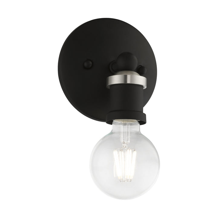 Livex Lansdale 14420-04 Wall Sconce Light - Black w/Brushed Nickel