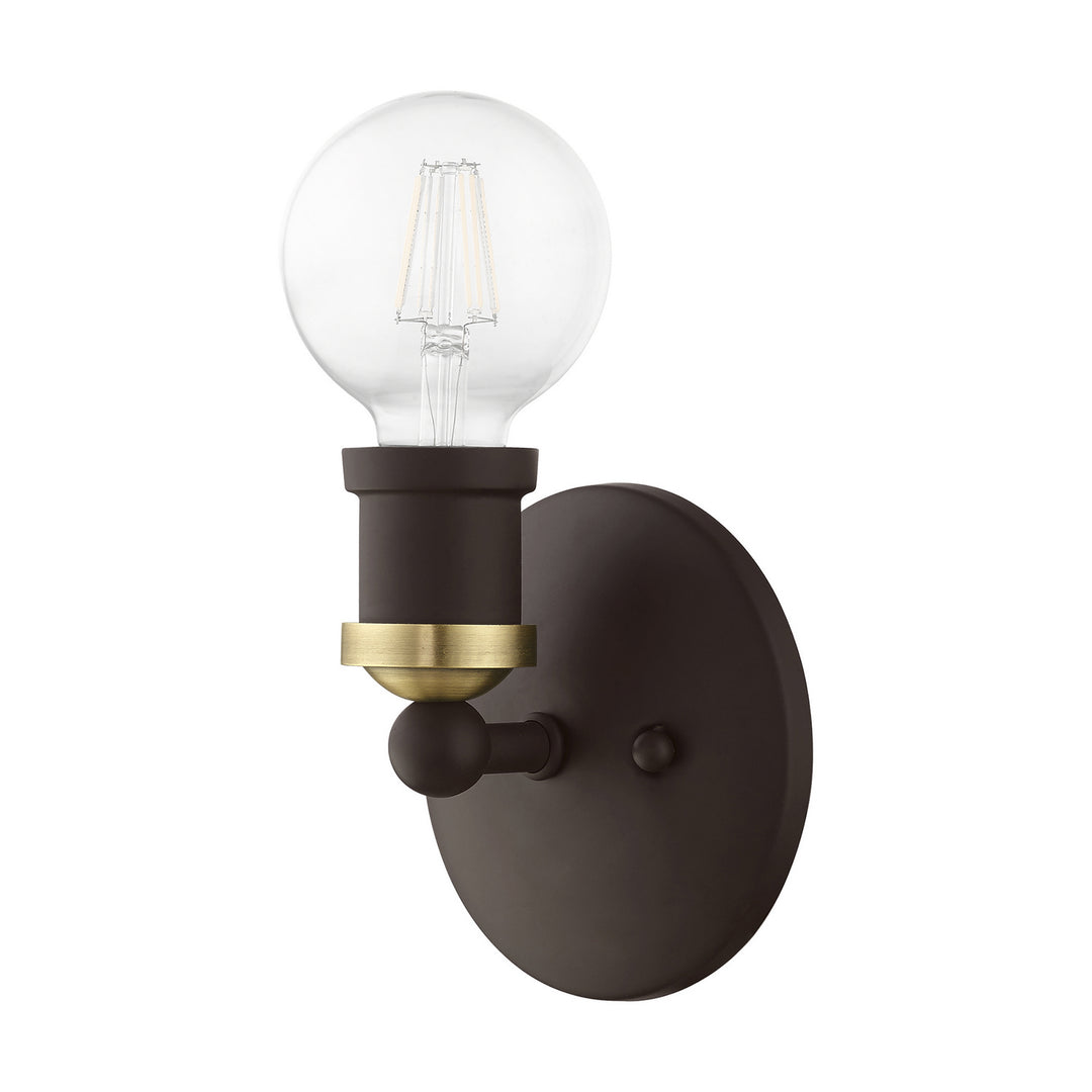 Livex Lansdale 14420-07 Wall Sconce Light - Bronze w/Antique Brass