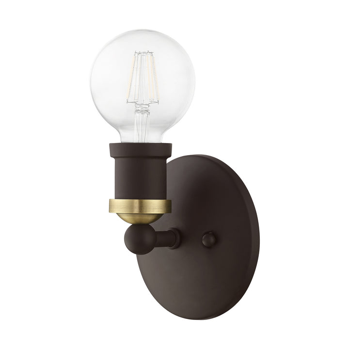 Livex Lansdale 14420-07 Wall Sconce Light - Bronze w/Antique Brass