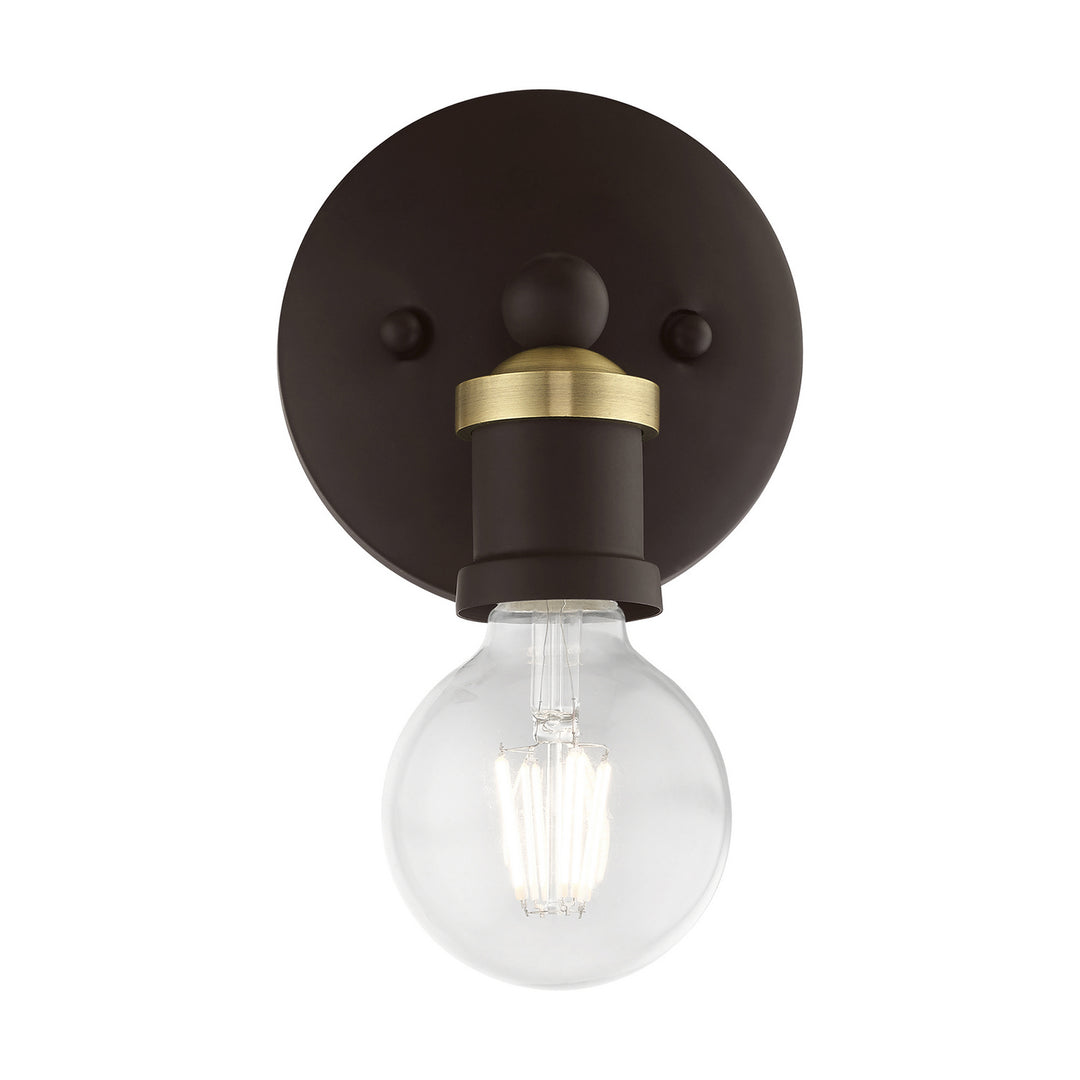 Livex Lansdale 14420-07 Wall Sconce Light - Bronze w/Antique Brass
