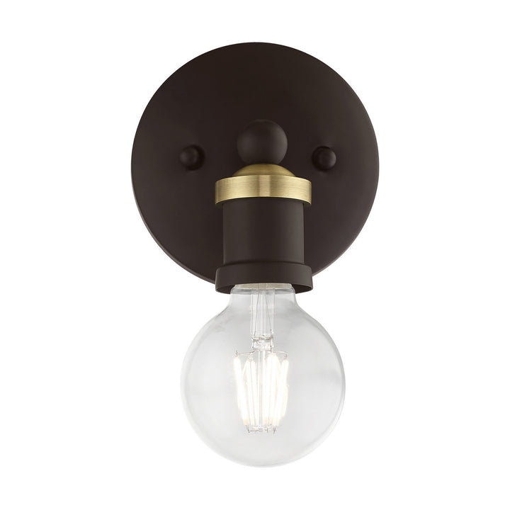Livex Lansdale 14420-07 Wall Sconce Light - Bronze w/Antique Brass
