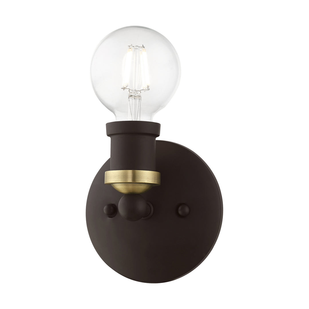 Livex Lansdale 14420-07 Wall Sconce Light - Bronze w/Antique Brass