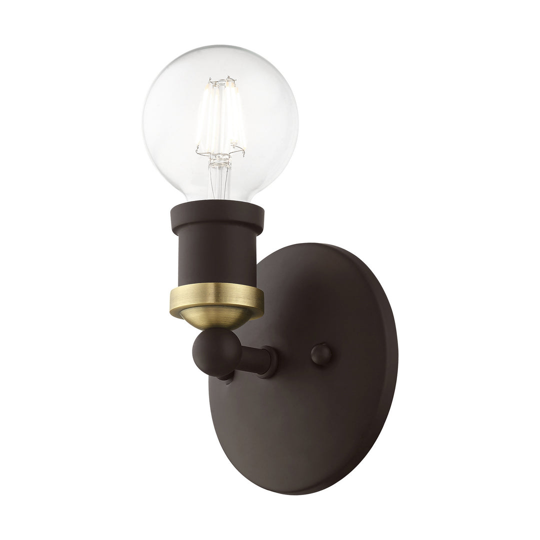 Livex Lansdale 14420-07 Wall Sconce Light - Bronze w/Antique Brass