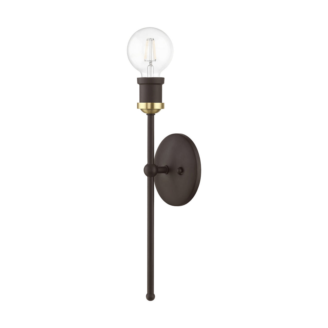 Livex Lansdale 14421-07 Wall Sconce Light - Bronze w/Antique Brass