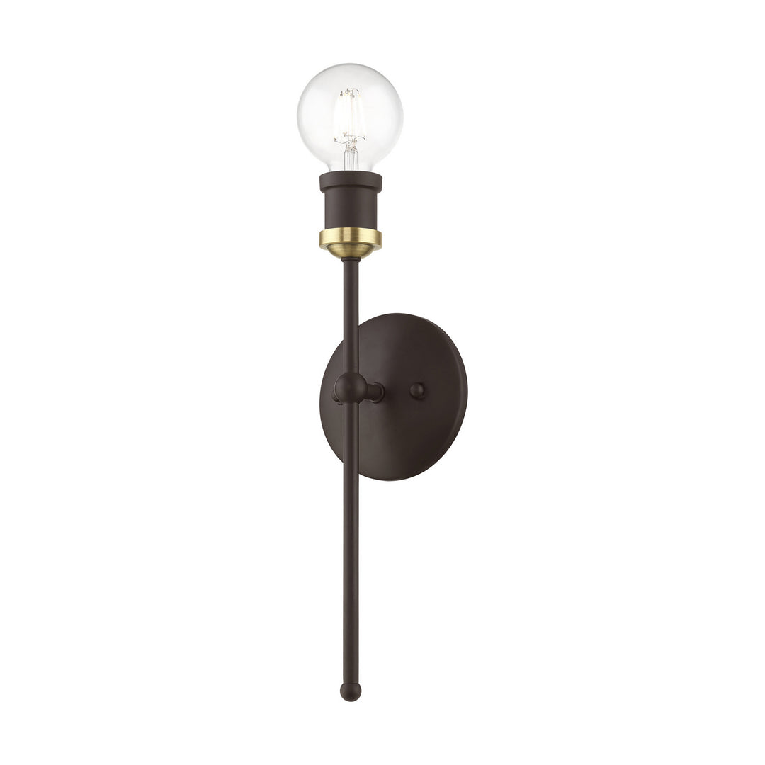 Livex Lansdale 14421-07 Wall Sconce Light - Bronze w/Antique Brass