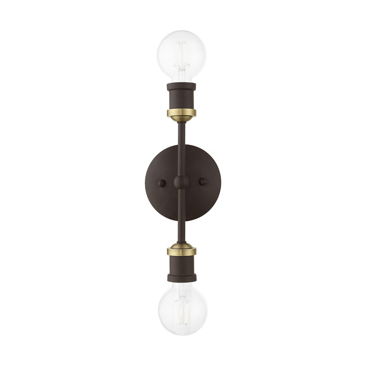 Livex Lansdale 14422-07 Bath Vanity Light 5 in. wide - Bronze w/Antique Brass