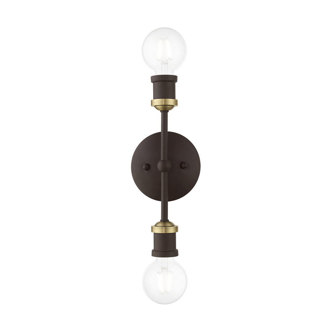 Livex Lansdale 14422-07 Bath Vanity Light 5 in. wide - Bronze w/Antique Brass