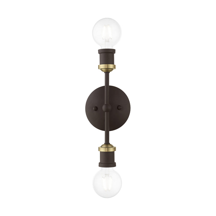 Livex Lansdale 14422-07 Bath Vanity Light 5 in. wide - Bronze w/Antique Brass