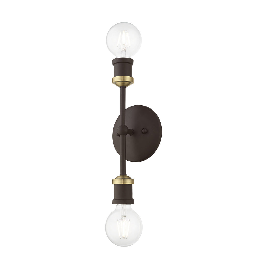 Livex Lansdale 14422-07 Bath Vanity Light 5 in. wide - Bronze w/Antique Brass