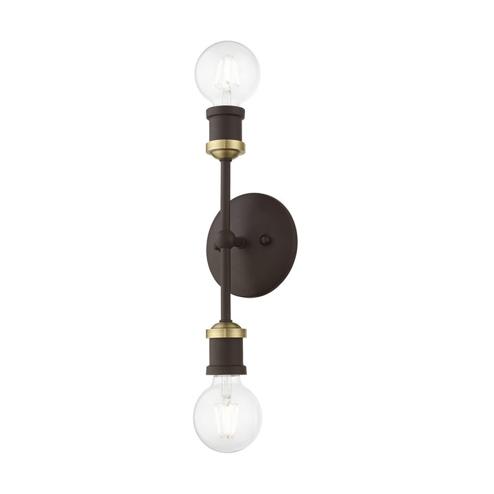 Livex Lansdale 14422-07 Bath Vanity Light 5 in. wide - Bronze w/Antique Brass