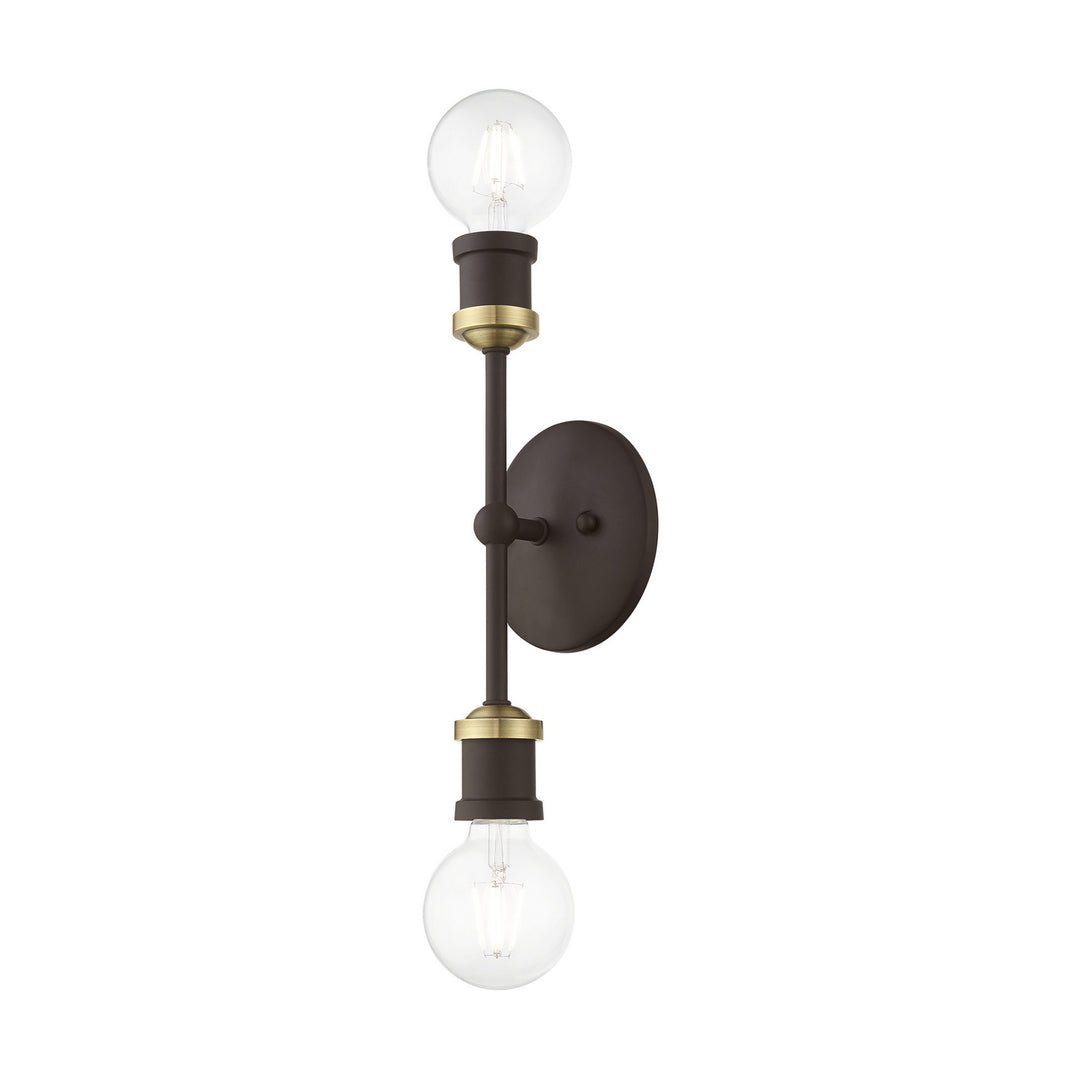 Livex Lansdale 14422-07 Bath Vanity Light 5 in. wide - Bronze w/Antique Brass