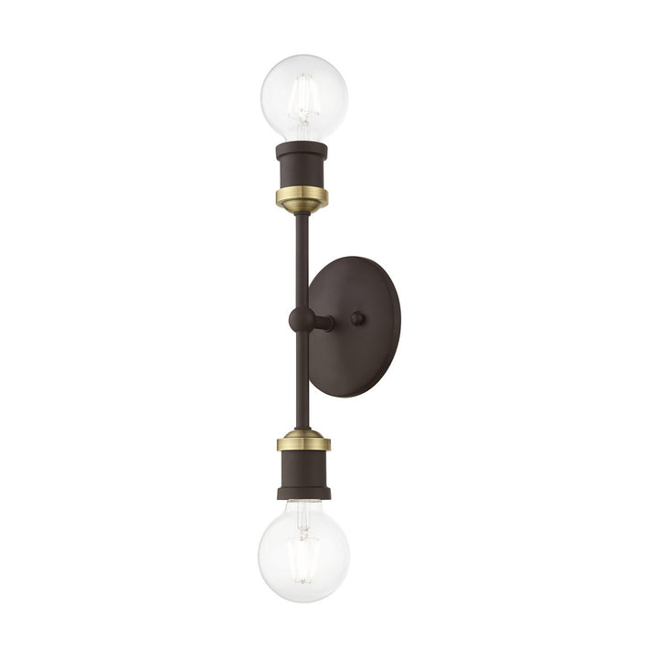 Livex Lansdale 14422-07 Bath Vanity Light 5 in. wide - Bronze w/Antique Brass