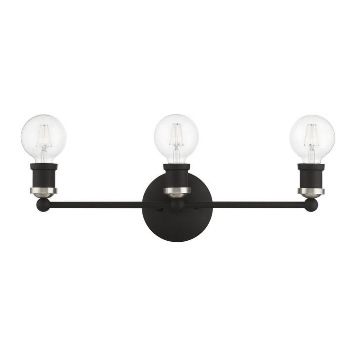 Livex Lansdale 14423-04 Bath Vanity Light 21 in. wide - Black w/Brushed Nickel