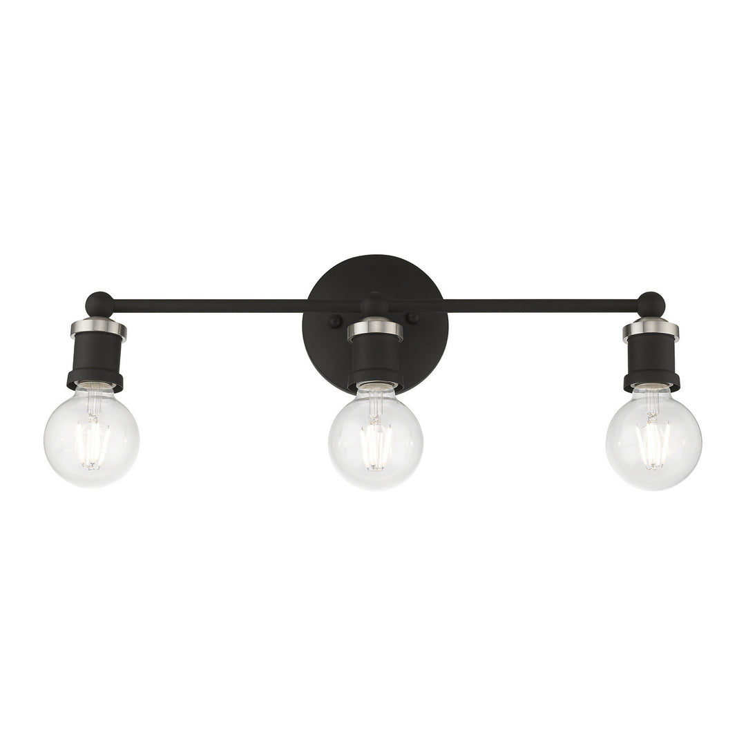 Livex Lansdale 14423-04 Bath Vanity Light 21 in. wide - Black w/Brushed Nickel