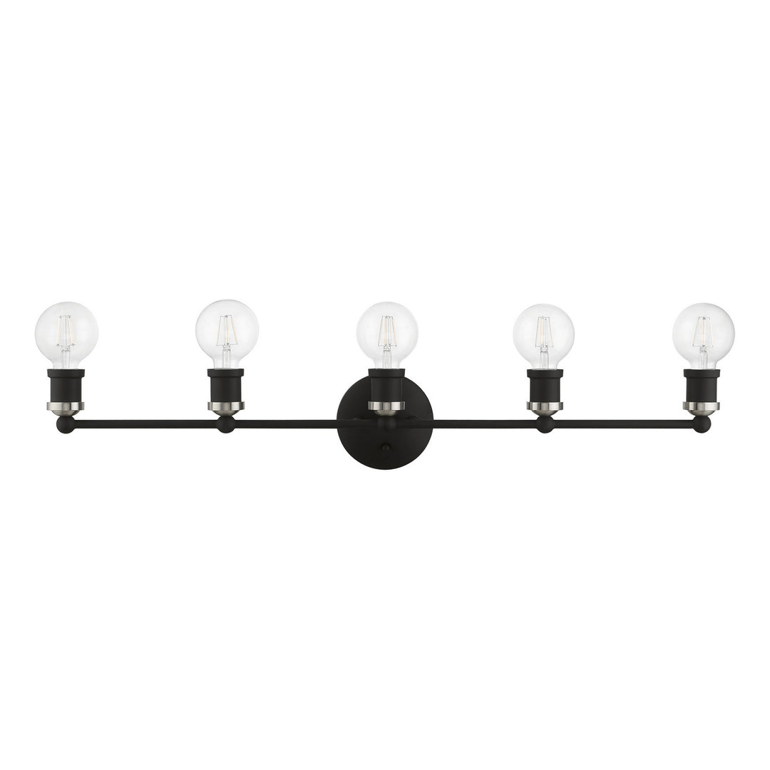 Livex Lansdale 14425-04 Bath Vanity Light 34 in. wide - Black w/Brushed Nickel