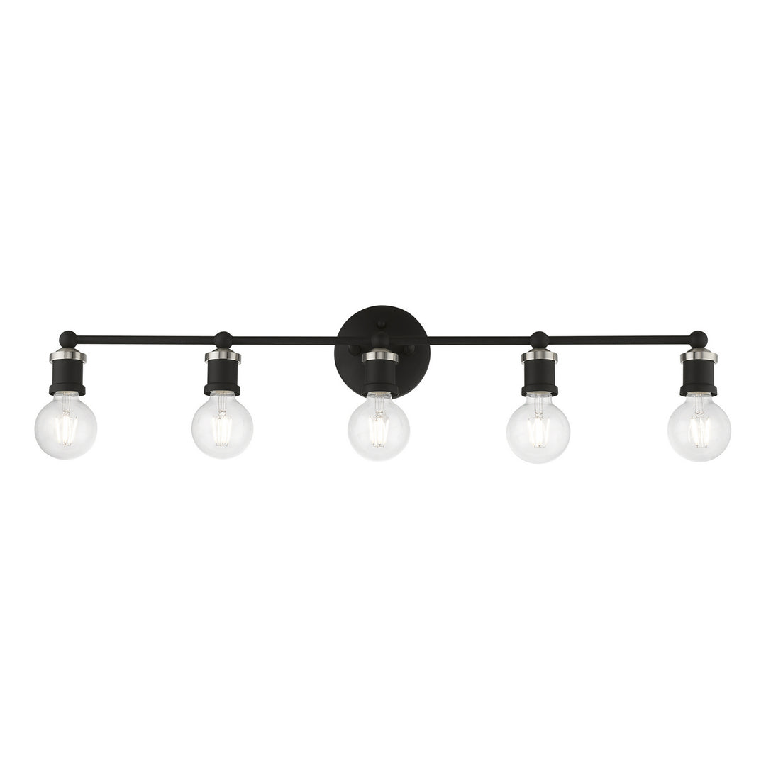 Livex Lansdale 14425-04 Bath Vanity Light 34 in. wide - Black w/Brushed Nickel