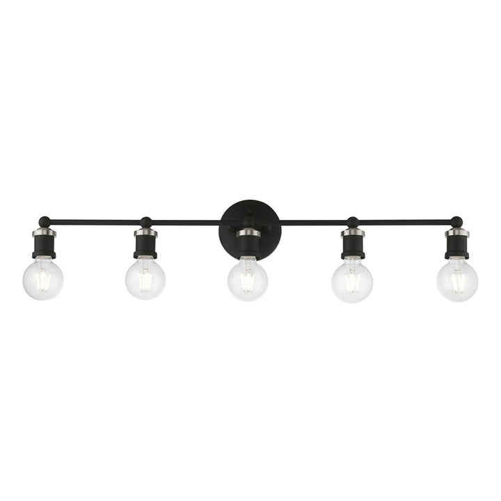 Livex Lansdale 14425-04 Bath Vanity Light 34 in. wide - Black w/Brushed Nickel