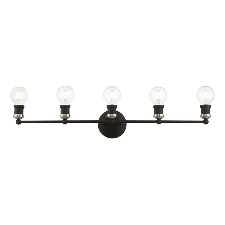 Livex Lansdale 14425-04 Bath Vanity Light 34 in. wide - Black w/Brushed Nickel