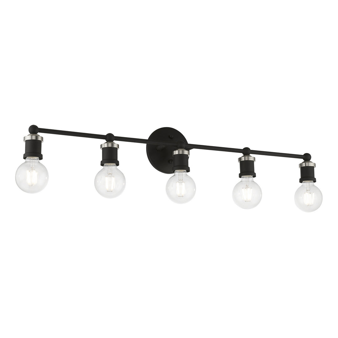 Livex Lansdale 14425-04 Bath Vanity Light 34 in. wide - Black w/Brushed Nickel