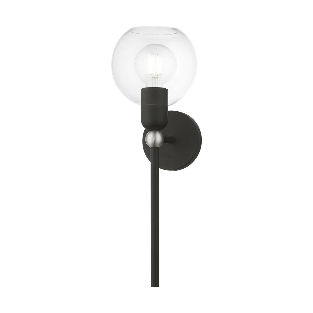 Livex Downtown 16971-04 Wall Sconce Light - Black w/Brushed Nickel