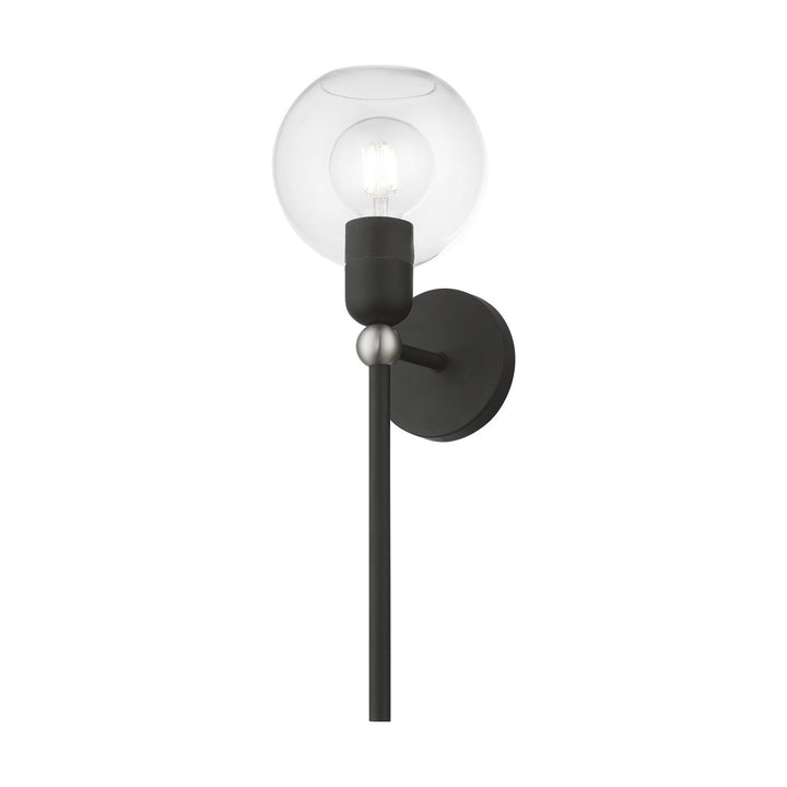 Livex Downtown 16971-04 Wall Sconce Light - Black w/Brushed Nickel