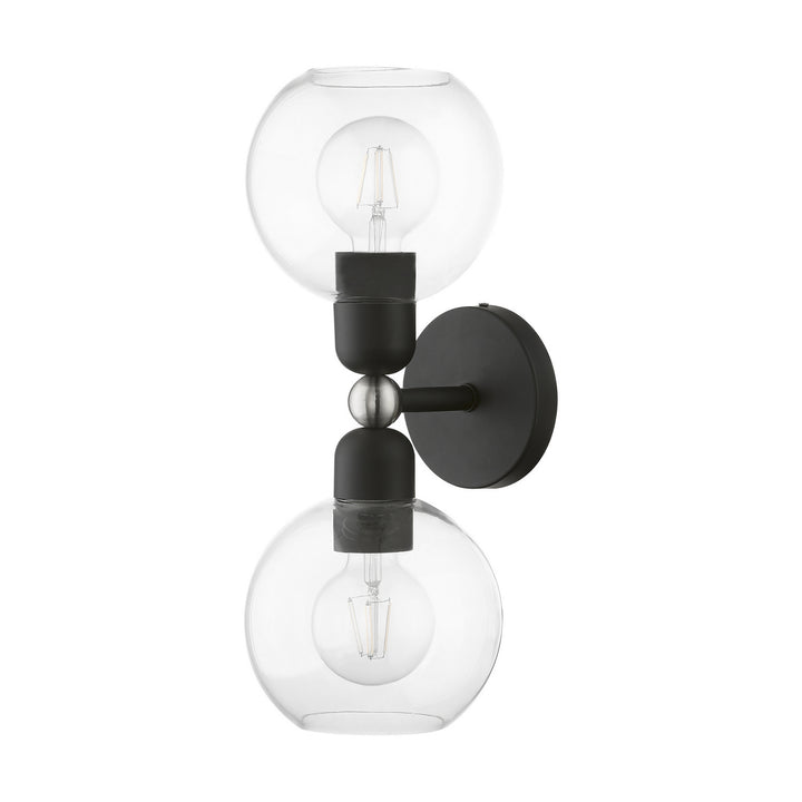 Livex Downtown 16972-04 Wall Sconce Light - Black w/Brushed Nickel