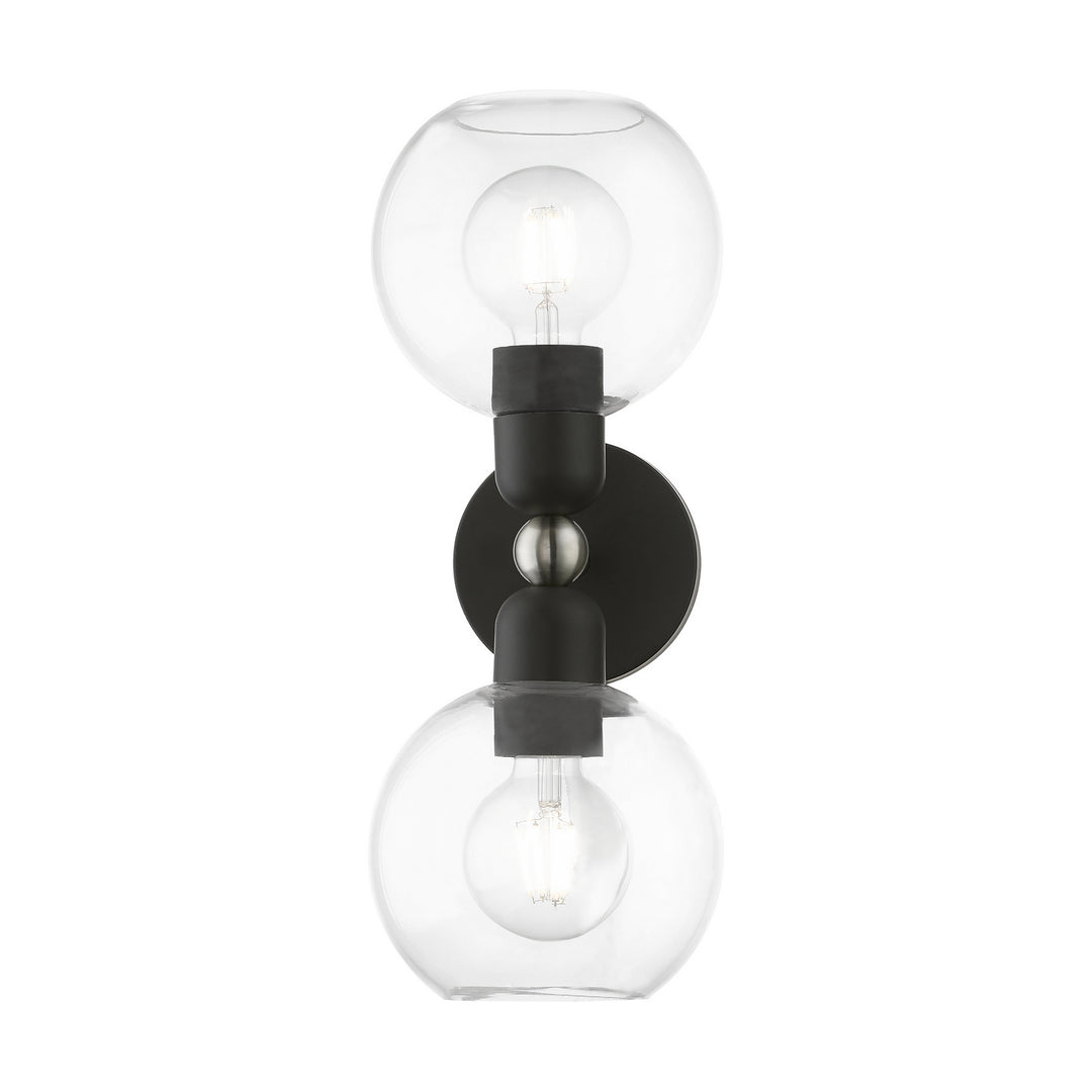 Livex Downtown 16972-04 Wall Sconce Light - Black w/Brushed Nickel