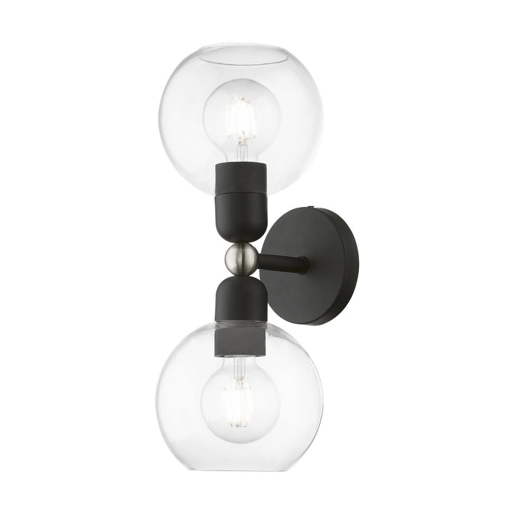 Livex Downtown 16972-04 Wall Sconce Light - Black w/Brushed Nickel