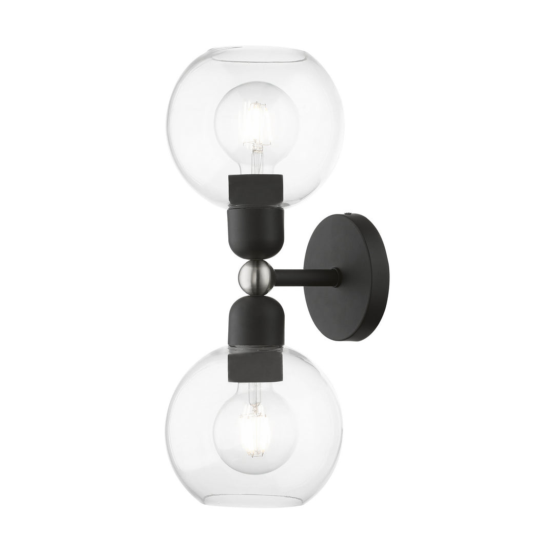 Livex Downtown 16972-04 Wall Sconce Light - Black w/Brushed Nickel