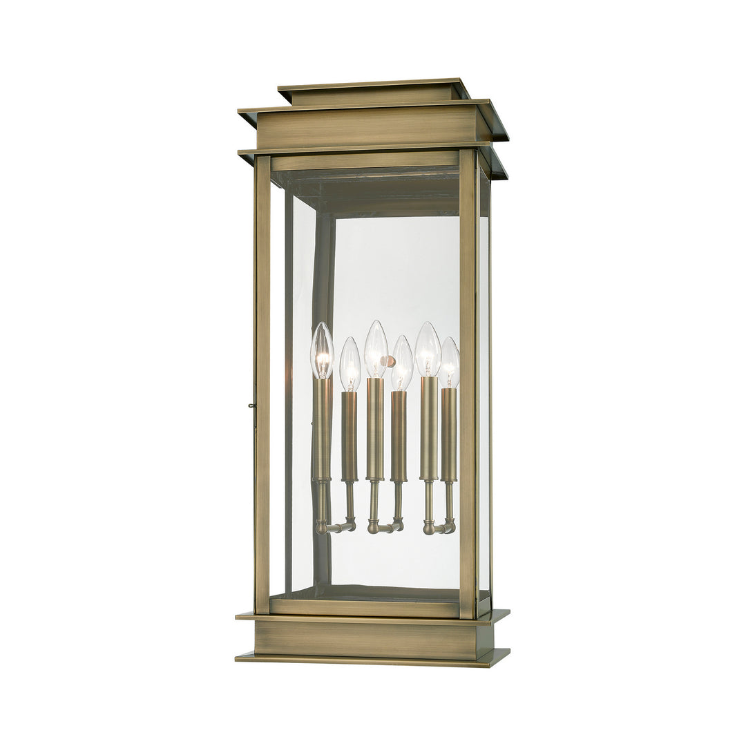 Livex Lighting 20208-01  Princeton Outdoor Antique Brass W/Polished Chrome Stainless Steel Reflector