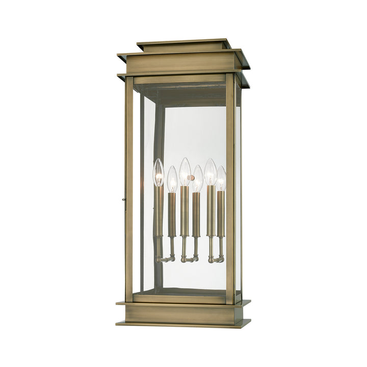 Livex Lighting 20208-01  Princeton Outdoor Antique Brass W/Polished Chrome Stainless Steel Reflector