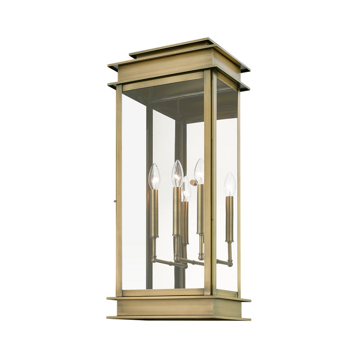 Livex Lighting 20208-01  Princeton Outdoor Antique Brass W/Polished Chrome Stainless Steel Reflector