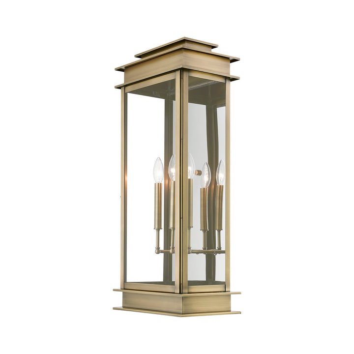 Livex Lighting 20208-01  Princeton Outdoor Antique Brass W/Polished Chrome Stainless Steel Reflector