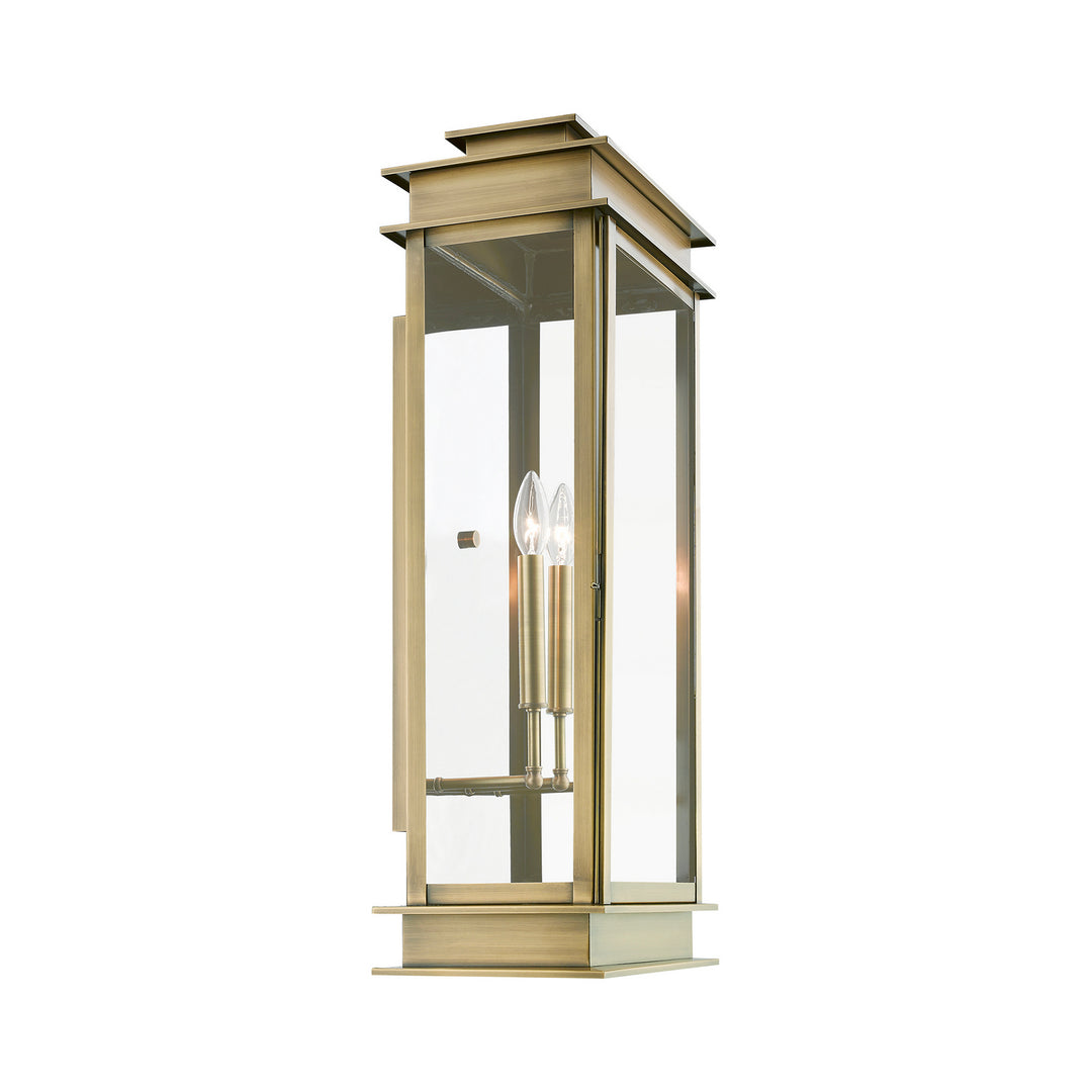 Livex Lighting 20208-01  Princeton Outdoor Antique Brass W/Polished Chrome Stainless Steel Reflector