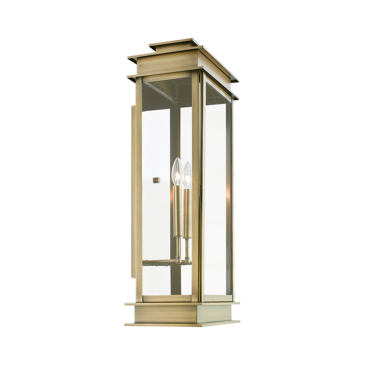 Livex Lighting 20208-01  Princeton Outdoor Antique Brass W/Polished Chrome Stainless Steel Reflector