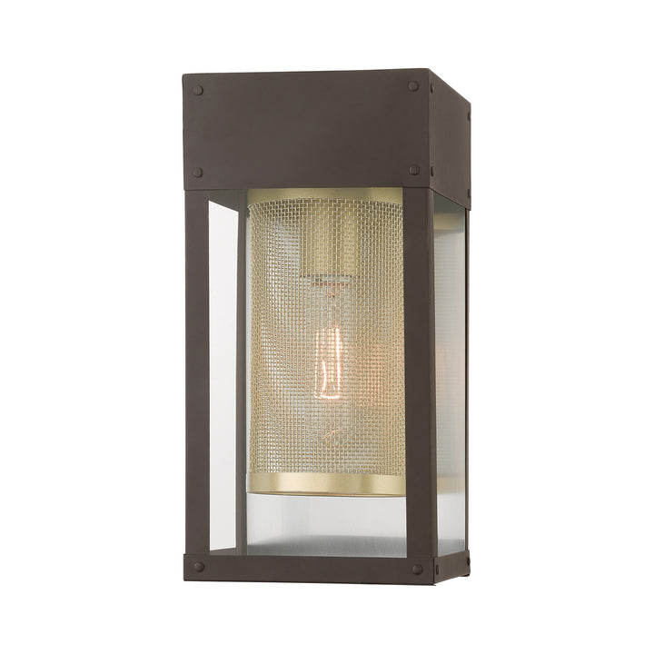 Livex Lighting 20761-07 Modern Franklin Outdoor Bronze W/Soft Gold Candle And Brushed Nickel Stainless Steel Reflector