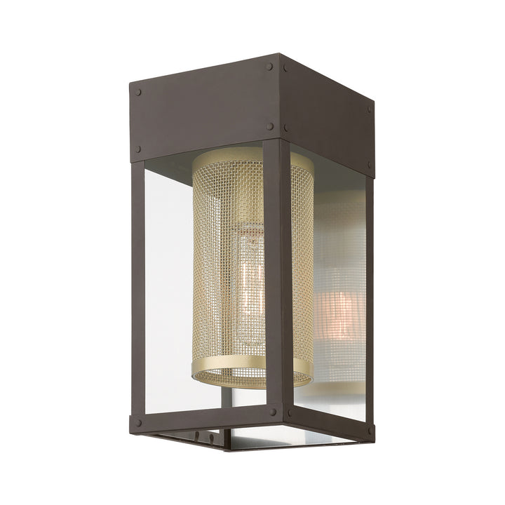 Livex Lighting 20761-07 Modern Franklin Outdoor Bronze W/Soft Gold Candle And Brushed Nickel Stainless Steel Reflector