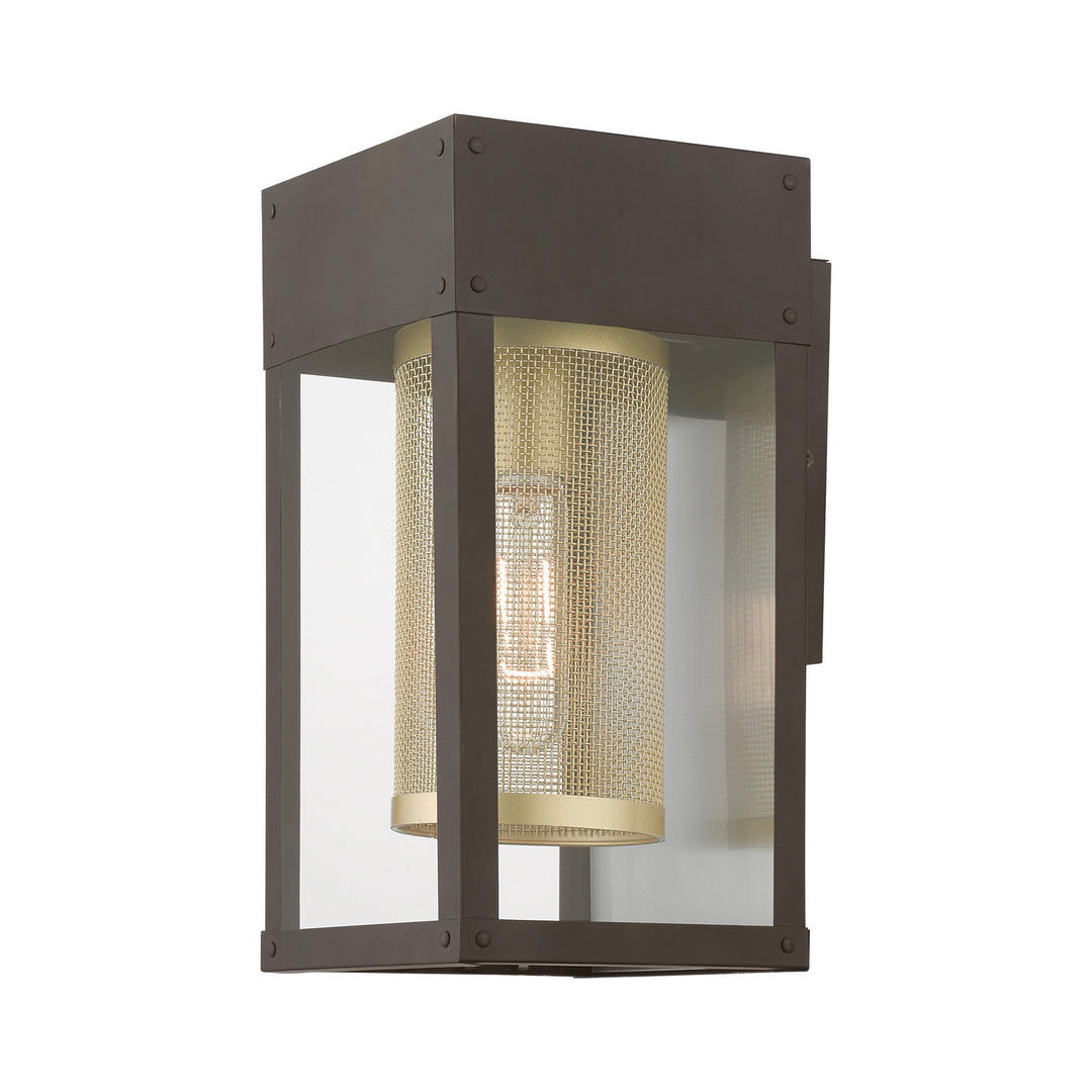 Livex Lighting 20761-07 Modern Franklin Outdoor Bronze W/Soft Gold Candle And Brushed Nickel Stainless Steel Reflector