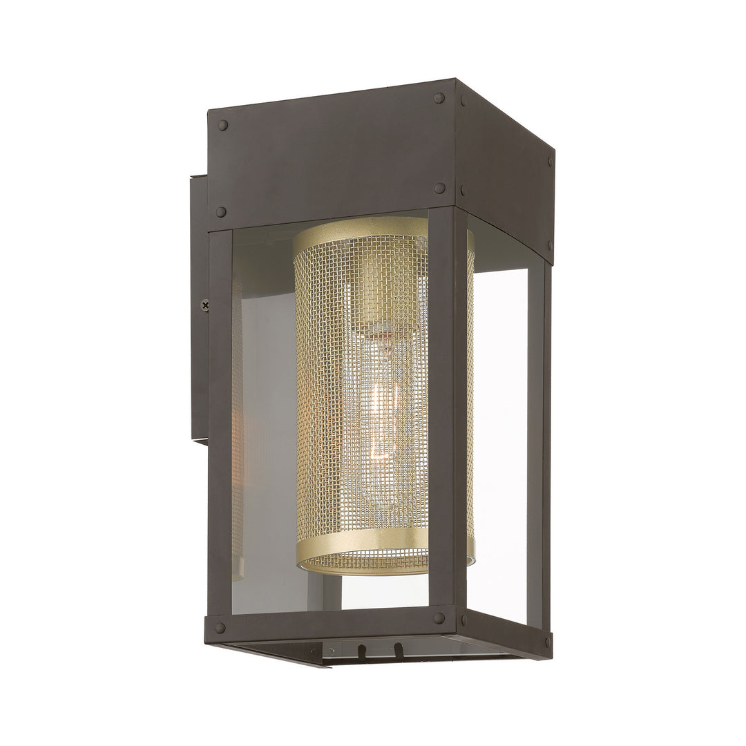 Livex Lighting 20761-07 Modern Franklin Outdoor Bronze W/Soft Gold Candle And Brushed Nickel Stainless Steel Reflector