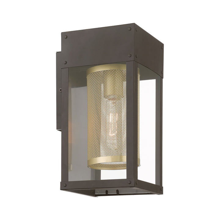 Livex Lighting 20761-07 Modern Franklin Outdoor Bronze W/Soft Gold Candle And Brushed Nickel Stainless Steel Reflector