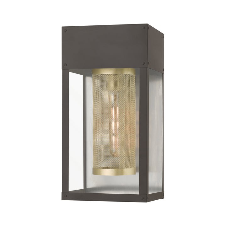 Livex Lighting 20762-07 Modern Franklin Outdoor Bronze W/Soft Gold Candle And Brushed Nickel Stainless Steel Reflector