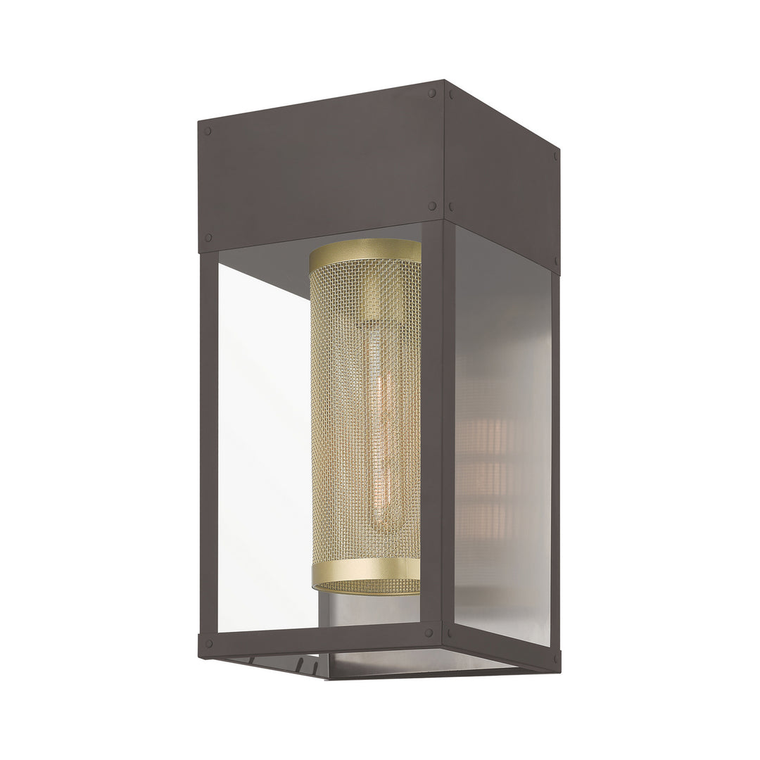 Livex Lighting 20762-07 Modern Franklin Outdoor Bronze W/Soft Gold Candle And Brushed Nickel Stainless Steel Reflector