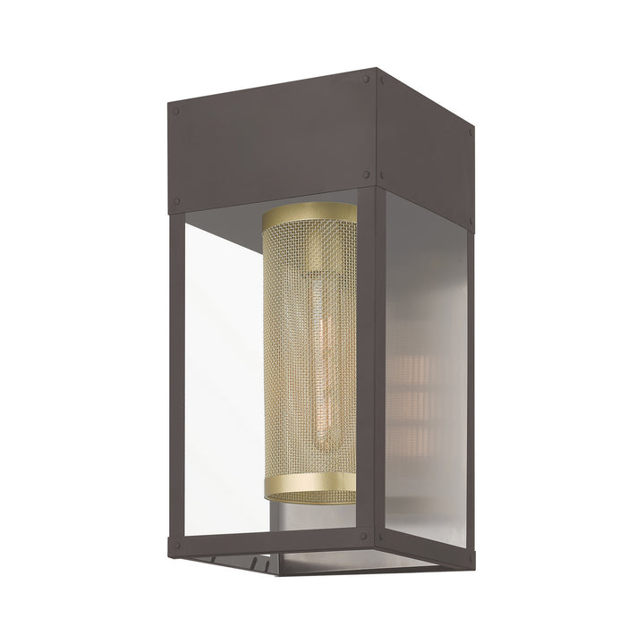 Livex Lighting 20762-07 Modern Franklin Outdoor Bronze W/Soft Gold Candle And Brushed Nickel Stainless Steel Reflector