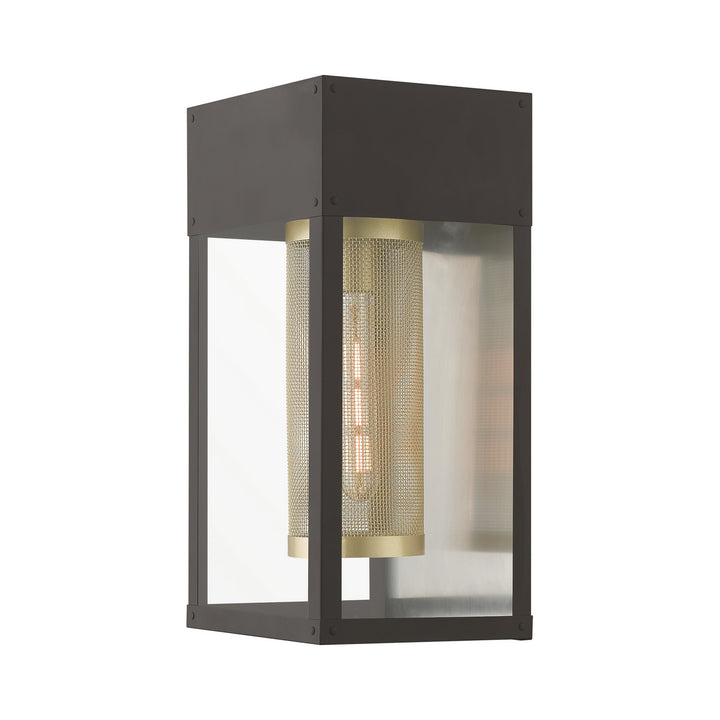 Livex Lighting 20762-07 Modern Franklin Outdoor Bronze W/Soft Gold Candle And Brushed Nickel Stainless Steel Reflector