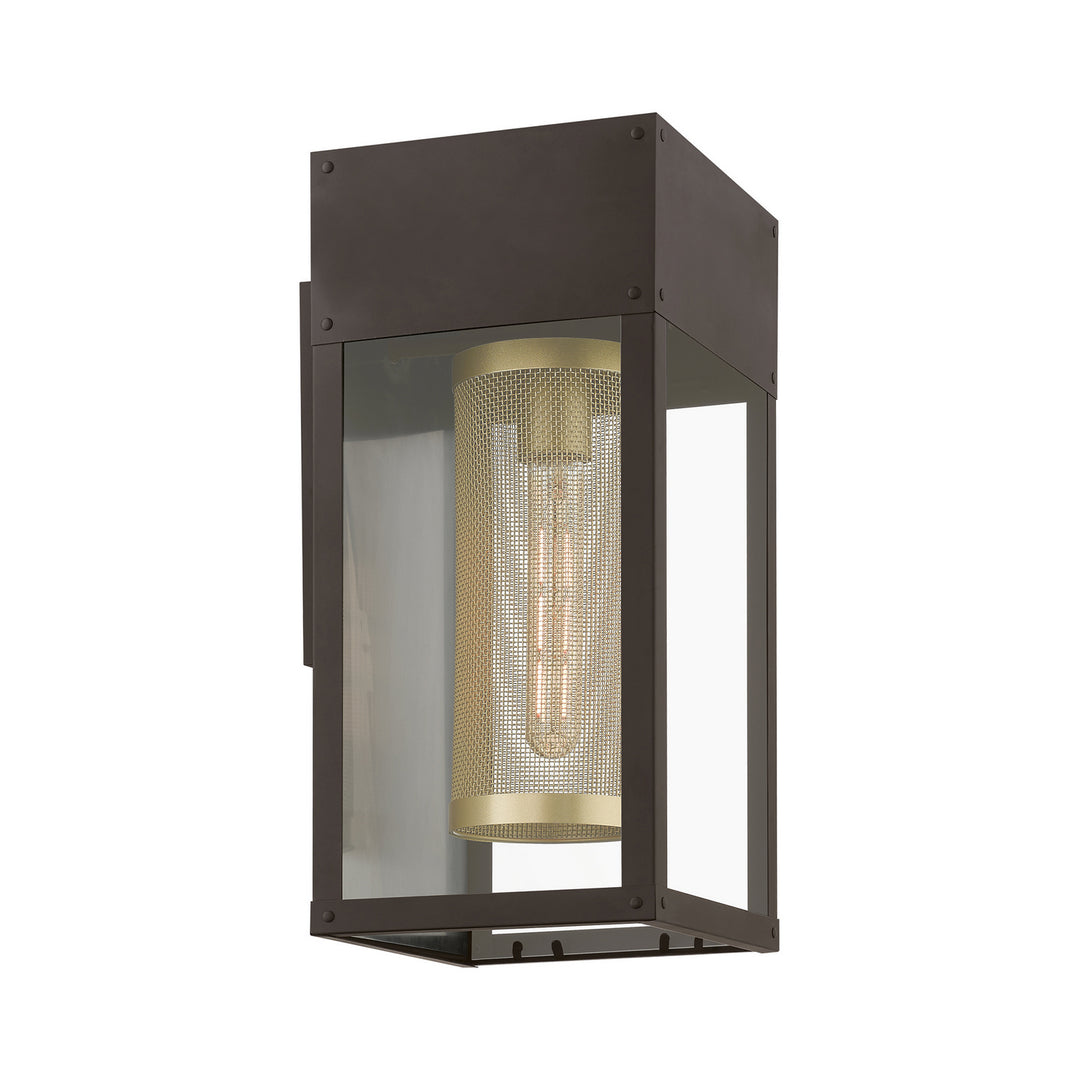 Livex Lighting 20762-07 Modern Franklin Outdoor Bronze W/Soft Gold Candle And Brushed Nickel Stainless Steel Reflector