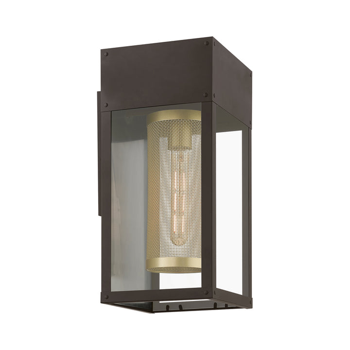 Livex Lighting 20762-07 Modern Franklin Outdoor Bronze W/Soft Gold Candle And Brushed Nickel Stainless Steel Reflector