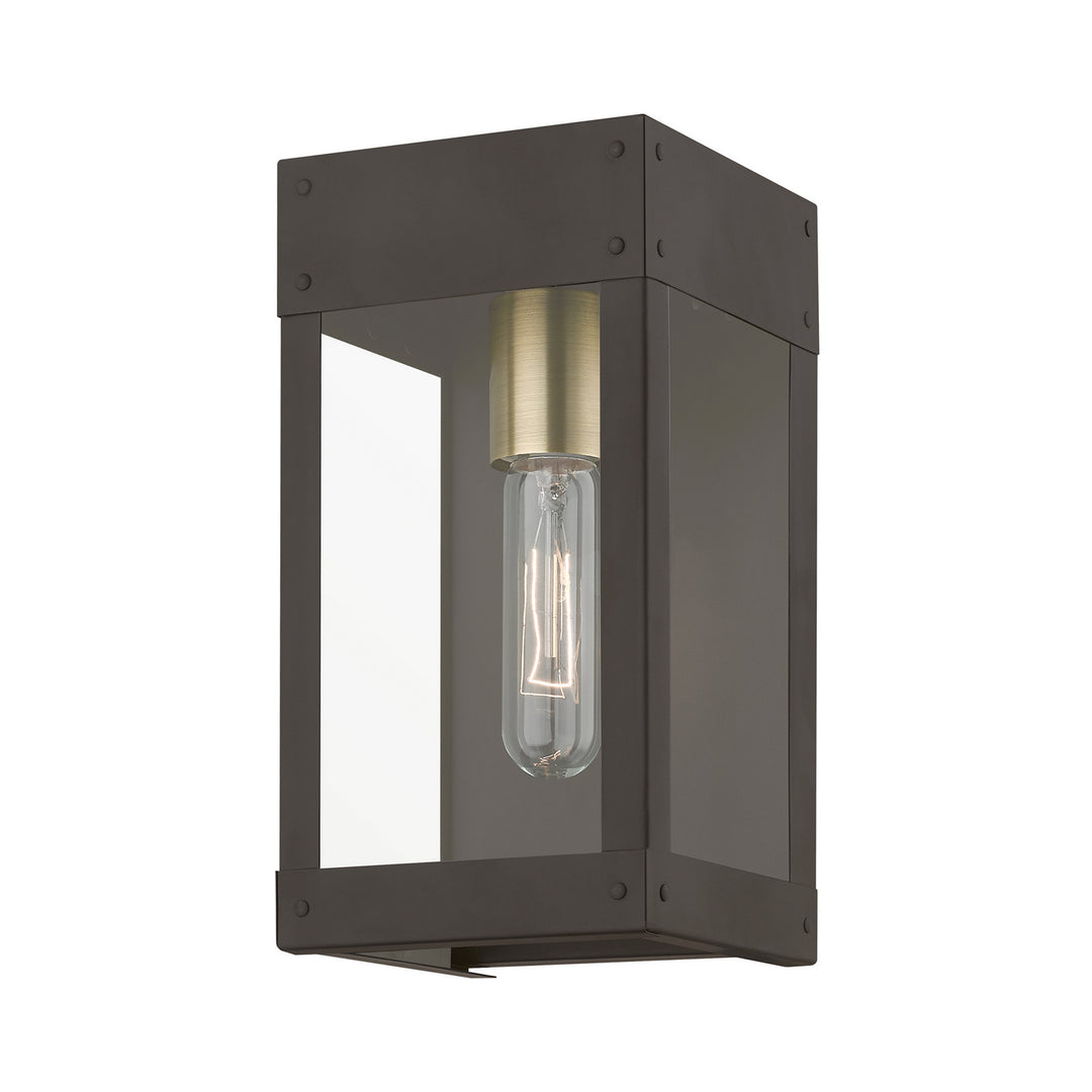 Livex Lighting 20871-07 Modern Barrett Outdoor Bronze W/Antique Brass Candle