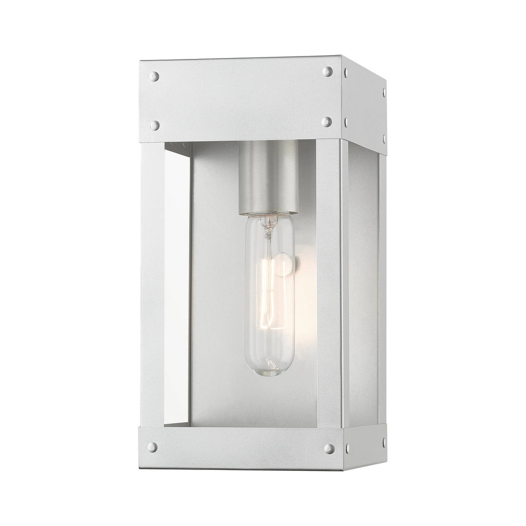 Livex Lighting 20871-81 Modern Barrett Outdoor Painted Satin Nickel W/Brushed Nickel Candle