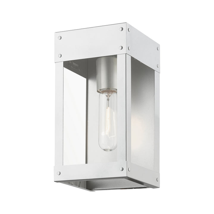 Livex Lighting 20871-81 Modern Barrett Outdoor Painted Satin Nickel W/Brushed Nickel Candle